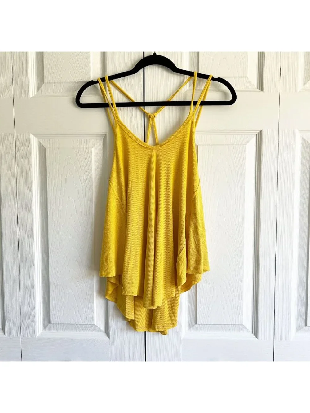 Free People Yellow Strappy Fit V-Neck Relaxed Tank Top Women's Size X-Small XS